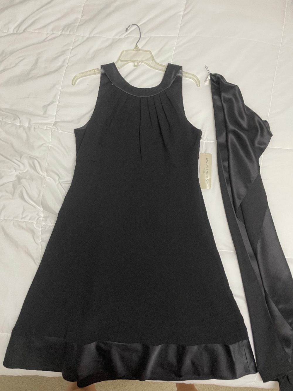 NWT Black Halter Neck Cocktail Dress with Satin Trim Hem Size 12